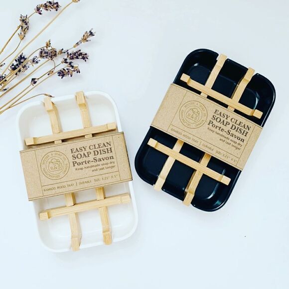 Easy Clean Bamboo Wood Tray Soap Dish - Picture 1 of 6